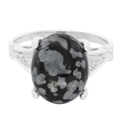 Zilveren ring met een sneeuwvlokken obsidiaan