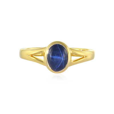 Zilveren ring met een blauwe ster saffier