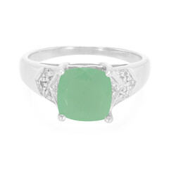 Zilveren ring met een groene chalcedoon