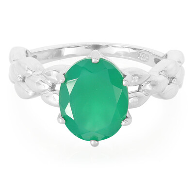 Zilveren ring met een groene chalcedoon