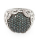 Zilveren ring met blauwe diamanten