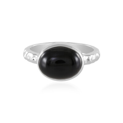 Zilveren ring met een zwarte onyx