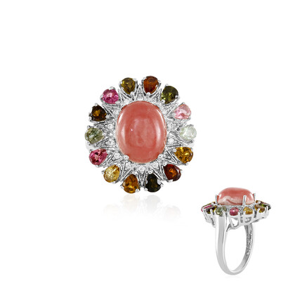 Zilveren ring met een rhodochrosiet