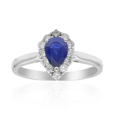 Gouden ring met een Blauwe Ceylon saffier