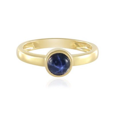 Zilveren ring met een blauwe ster saffier