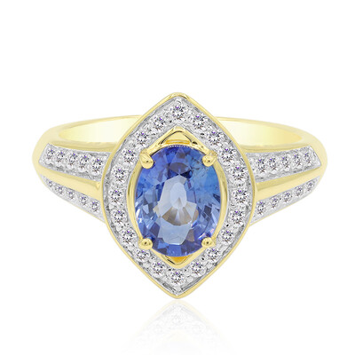 Gouden ring met een Blauwe Ceylon saffier (Annette)