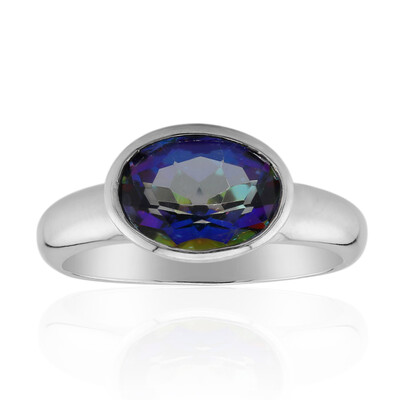 Zilveren ring met een blauwe mystieke kwarts