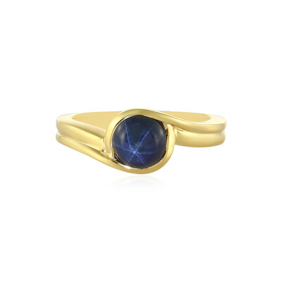 Zilveren ring met een blauwe ster saffier