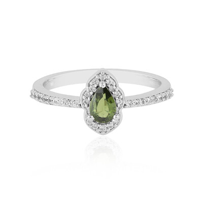 Zilveren ring met een Groene Ceylon Zirkoon