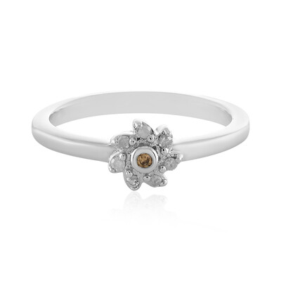 Zilveren ring met een I3 Champagne Diamant