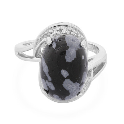 Zilveren ring met een sneeuwvlokken obsidiaan