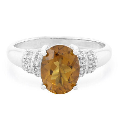 Zilveren ring met een cognac kwarts