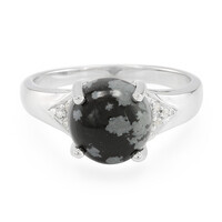 Zilveren ring met een sneeuwvlokken obsidiaan