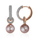 Gouden oorbellen met Royal Pink Ming Parels (TPC)