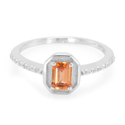 Zilveren ring met een Padparadscha saffier