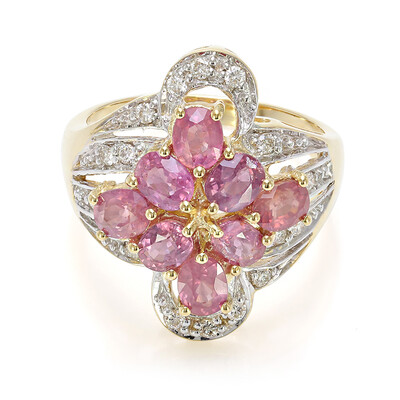 Gouden ring met Onverhitte Padparadscha Saffieren (AMAYANI)