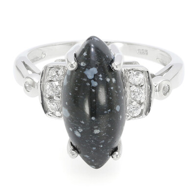 Zilveren ring met een sneeuwvlokken obsidiaan