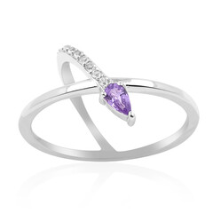 Zilveren ring met een Onverhitte Purper Saffier