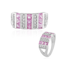 Zilveren ring met roze saffieren