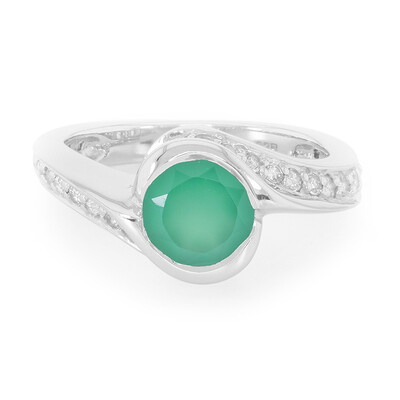 Zilveren ring met een groene chalcedoon