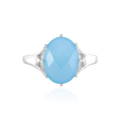 Zilveren ring met een Blauwe chalcedoon