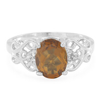 Zilveren ring met een cognac kwarts