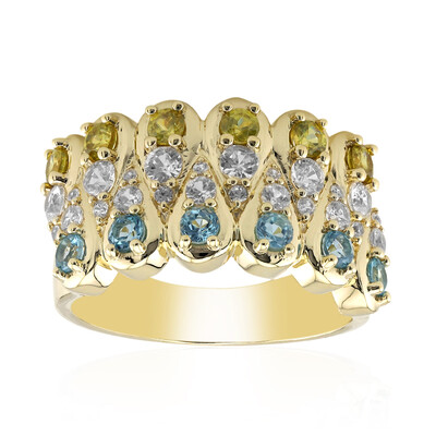 Gouden ring met Zwitsers-blauwe topaasstenen (Adela Gold)