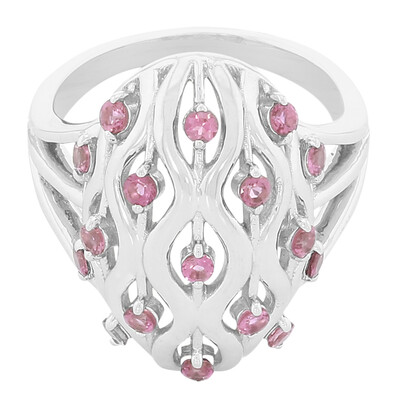 Zilveren ring met roze toermalijnen