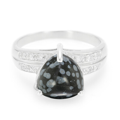 Zilveren ring met een sneeuwvlokken obsidiaan