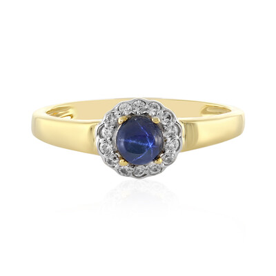 Zilveren ring met een blauwe ster saffier