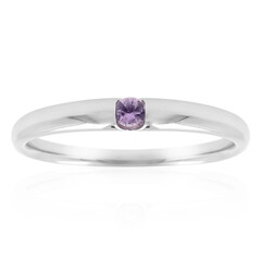 Zilveren ring met een Onverhitte Purper Saffier