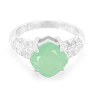 Zilveren ring met een groene chalcedoon