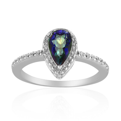 Zilveren ring met een blauwe mystieke kwarts