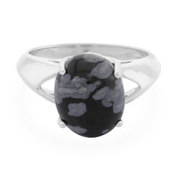 Zilveren ring met een sneeuwvlokken obsidiaan