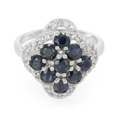 Zilveren ring met blauwe saffieren