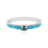 Zilveren ring met een I4 Blauwe Diamant