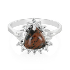 Zilveren ring met een mahonie obsidiaan