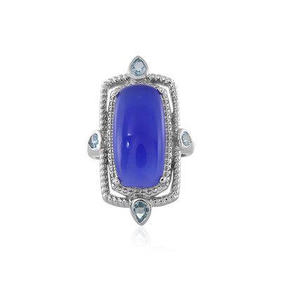 Zilveren ring met een Blauwe chalcedoon