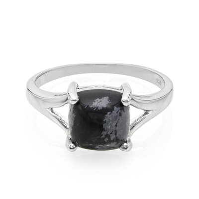 Zilveren ring met een sneeuwvlokken obsidiaan