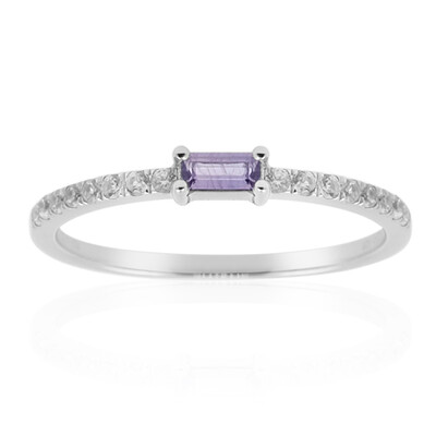 Zilveren ring met een Onverhitte Purper Saffier