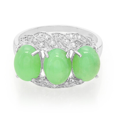 Zilveren ring met keizerlijke chrysopraasstenen