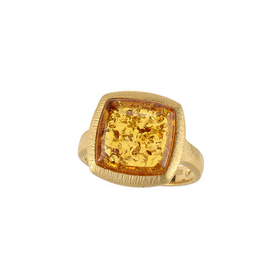 Zilveren ring met een cognac Baltische barnsteen (dagen)