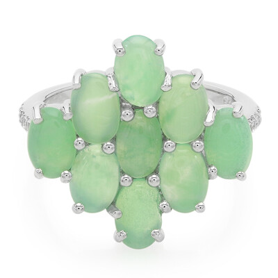 Zilveren ring met keizerlijke chrysopraasstenen