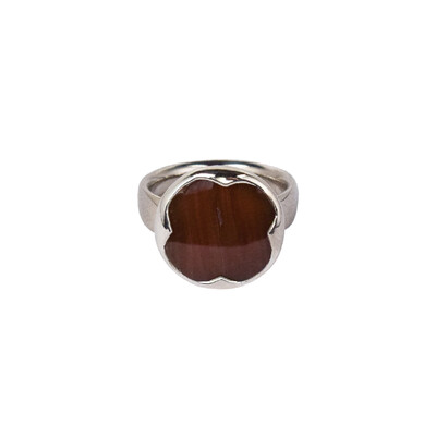 Zilveren ring met een Versteend hout