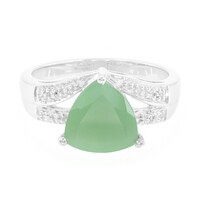 Zilveren ring met een groene chalcedoon