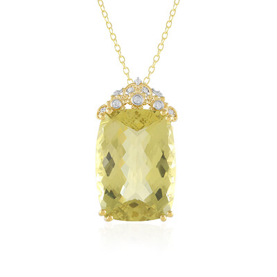 Zilveren halsketting met een Ouro Verde kwarts (Gems en Vogue)