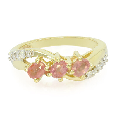 Gouden ring met Onverhitte Padparadscha Saffieren