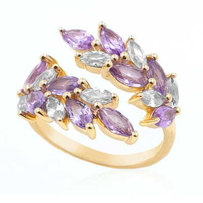 Gouden ring met Onverhitte Purper Saffieren