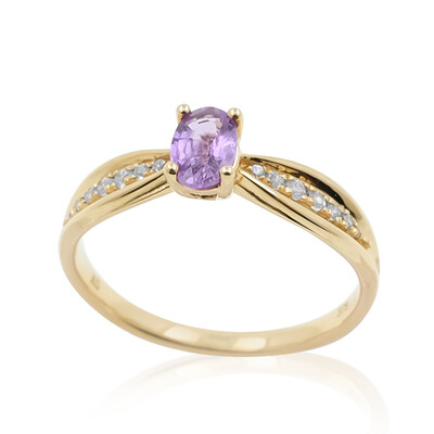 Gouden ring met een Onverhitte Purper Saffier