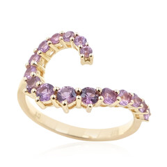 Gouden ring met Onverhitte Purper Saffieren